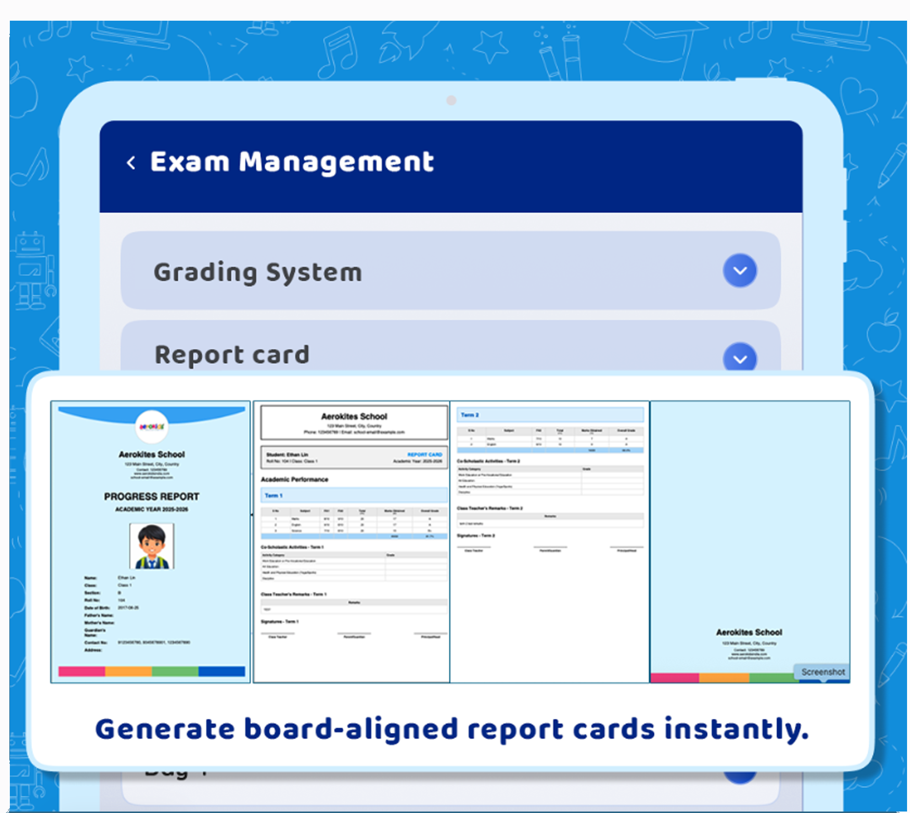 Exam scheduling and report cards